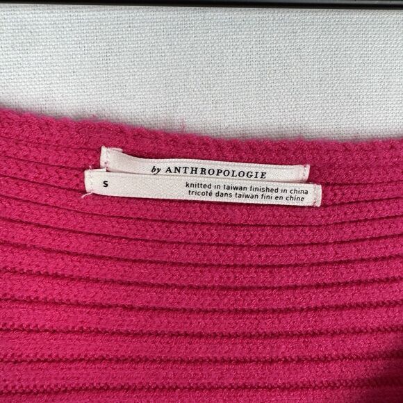 Anthropologie Sweater Womens Small Pink Ribbed Chunky Knit Boho Coastal Colorful - Picture 12 of 16